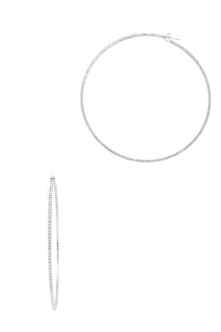 Front View. ROUNDS AROUND U Rhinestone Hoops-Earrings-ICCO Accessories-Malandra Boutique, Women's Fashion Boutique Located in Las Vegas, NV