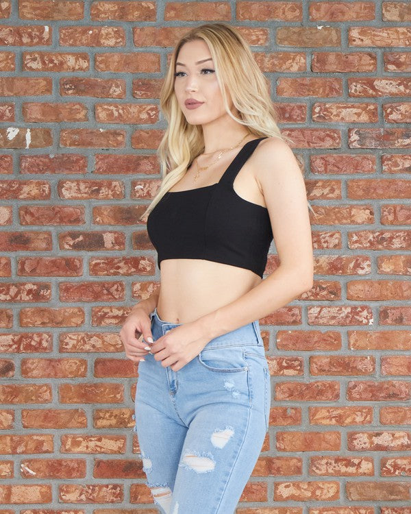BABE IM BASIC Square Neck Cropped Tank-Top-Boom Boom Jeans-Malandra Boutique, Women's Fashion Boutique Located in Las Vegas, NV