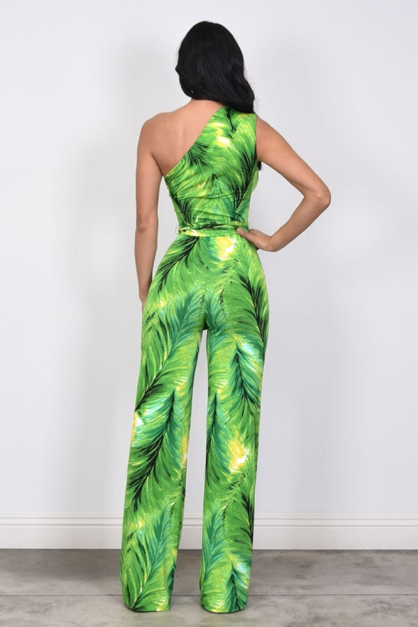 NATURAL MYSTIC Tropical Print One Shoulder Maxi Jumpsuit-Jumpsuit-Cameo-Malandra Boutique, Women's Fashion Boutique Located in Las Vegas, NV