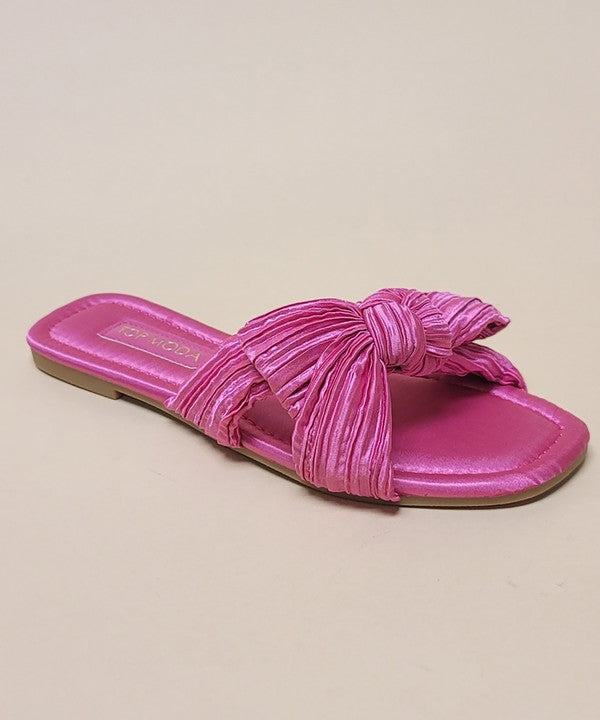 Side View. SUGAR SWEET Crinkle Material Knotted Slippers-Let's See Style-Malandra Boutique, Women's Fashion Boutique Located in Las Vegas, NV