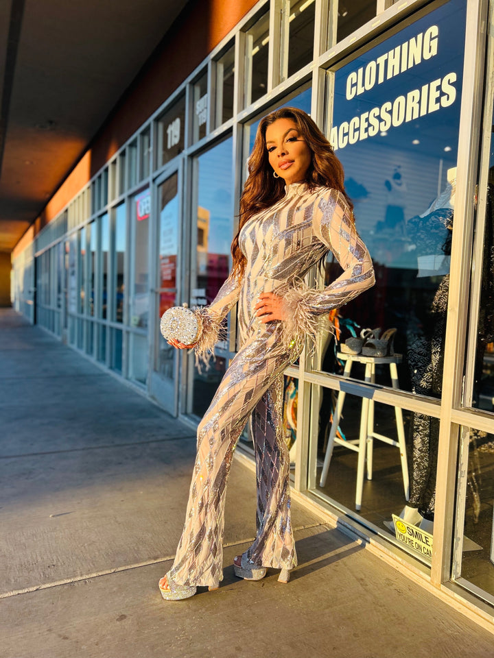 ALIEN SUPERSTAR Sequin Encrusted Long Sleeve Jumpsuit-Jumpsuit-Banjul-Malandra Boutique, Women's Fashion Boutique Located in Las Vegas, NV