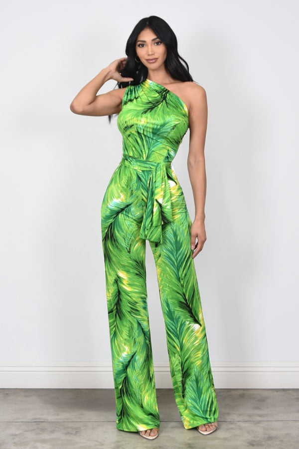 NATURAL MYSTIC Tropical Print One Shoulder Maxi Jumpsuit-Jumpsuit-Cameo-Malandra Boutique, Women's Fashion Boutique Located in Las Vegas, NV