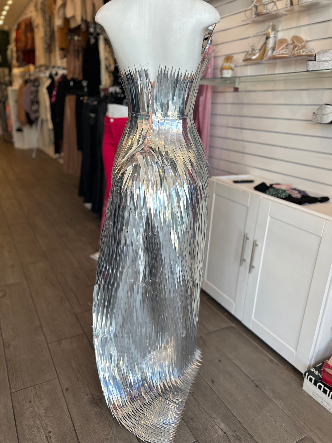 Silver Spike Sequin Studded Mesh Maxi Dress-Dress-ali-Malandra Boutique, Women's Fashion Boutique Located in Las Vegas, NV