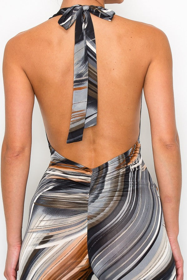 SATURN Swirl Print Halter Backless Jumpsuit-Jumpsuit-Magia-Malandra Boutique, Women's Fashion Boutique Located in Las Vegas, NV