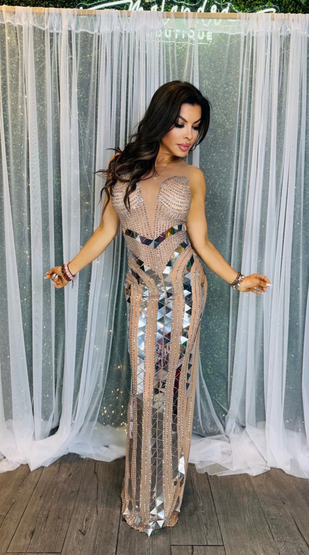 3D Mirrored Maxi Dress-Dresses-ali-Malandra Boutique, Women's Fashion Boutique Located in Las Vegas, NV