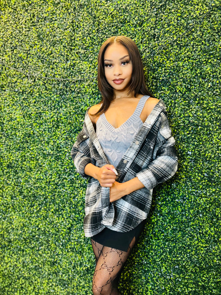 TOO COLD Plaid Long Sleeve Button Up Shacket-Plaid-Boom Boom Jeans-Malandra Boutique, Women's Fashion Boutique Located in Las Vegas, NV