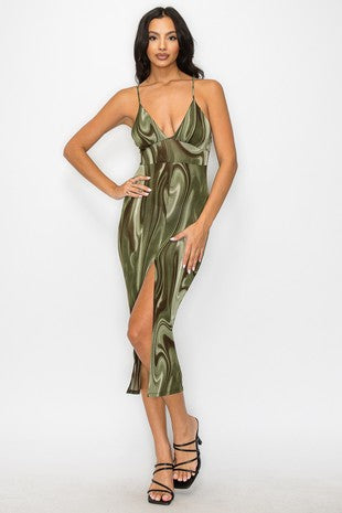 UNBOTHERED Swirl Print Spaghetti Strap Midi Dress-Dress-Magia-Malandra Boutique, Women's Fashion Boutique Located in Las Vegas, NV