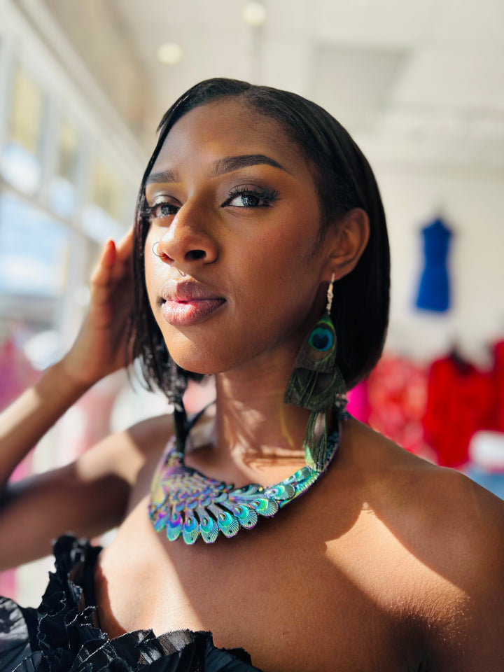 PEACOCK Rainbow Metal Statement Necklace-Jewelry-Ali-Malandra Boutique, Women's Fashion Boutique Located in Las Vegas, NV