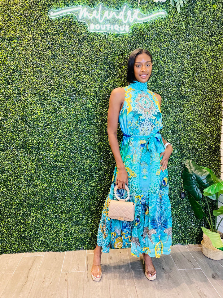 NEW LIGHT Multi Colored Print Halter Maxi Dress-Maxi dress-Ranee’s-Malandra Boutique, Women's Fashion Boutique Located in Las Vegas, NV