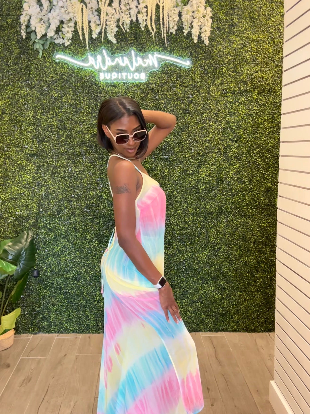SUNDAY BEST Watercolor Multi Print Spaghetti Strap Maxi Dress-Maxi dress-Privy-Malandra Boutique, Women's Fashion Boutique Located in Las Vegas, NV