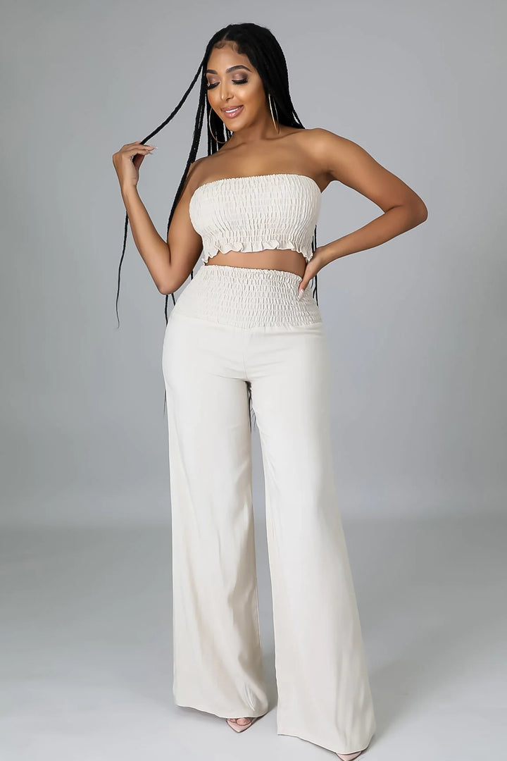 NEW & COOL Elastic Tube Top and Palazzo Pants Set-Outfit Sets-Good Time USA-Malandra Boutique, Women's Fashion Boutique Located in Las Vegas, NV