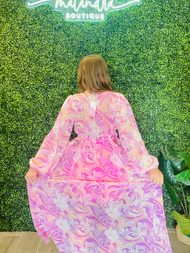 RAVISHING Floral Print Long Sleeve Maxi Kimono-Kimono-Privy-Malandra Boutique, Women's Fashion Boutique Located in Las Vegas, NV