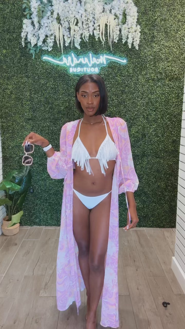 RAVISHING Floral Print Long Sleeve Maxi Kimono