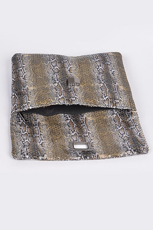 FAUX YOUR LOVE Faux Snakeskin Clutch-Apparel & Accessories-Bag Boutique-Malandra Boutique, Women's Fashion Boutique Located in Las Vegas, NV
