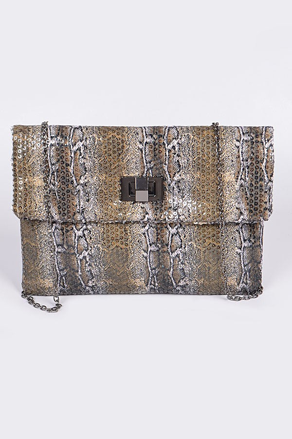 FAUX YOUR LOVE Faux Snakeskin Clutch-Apparel & Accessories-Bag Boutique-Malandra Boutique, Women's Fashion Boutique Located in Las Vegas, NV