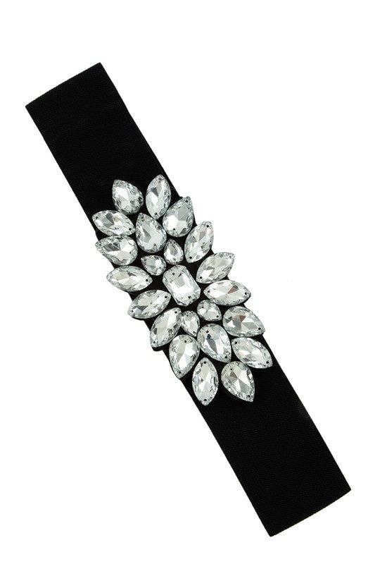 CRYSTAL EYES Crystal Patched Elastic Belt-Accessories-Malandra Boutique-Malandra Boutique, Women's Fashion Boutique Located in Las Vegas, NV