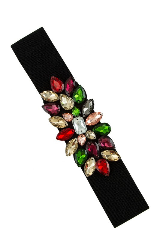 CRYSTAL EYES Crystal Patched Elastic Belt-Accessories-Malandra Boutique-Malandra Boutique, Women's Fashion Boutique Located in Las Vegas, NV