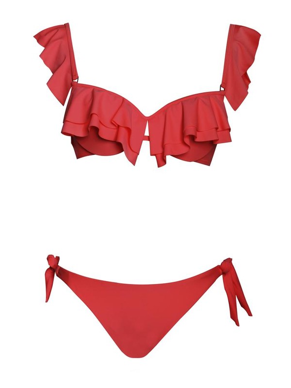 RED LIGHTS Ruffle Detailed Two Piece Bikini-Swimwear-miss circle-Malandra Boutique, Women's Fashion Boutique Located in Las Vegas, NV
