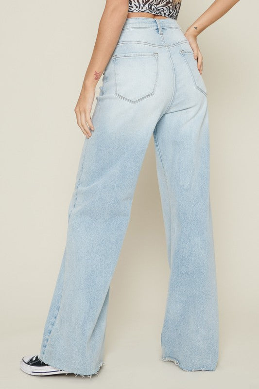 LANDSLIDE Open Leg High Waisted Mom Jeans-Pants-Vibrant M.i.U-Malandra Boutique, Women's Fashion Boutique Located in Las Vegas, NV