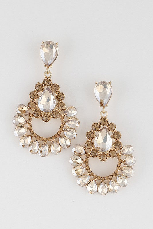 GOOD WITHOUT Vintage Rhinestone Drop Earrings-Earrings-H&D ACCESSORIES-Malandra Boutique, Women's Fashion Boutique Located in Las Vegas, NV