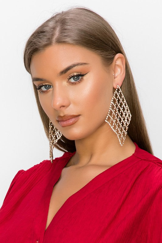 SAFETY NET Rhinestone Earrings-Accessories-Medy Jewelry-Malandra Boutique, Women's Fashion Boutique Located in Las Vegas, NV