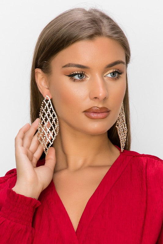SAFETY NET Rhinestone Earrings-Accessories-Medy Jewelry-Malandra Boutique, Women's Fashion Boutique Located in Las Vegas, NV