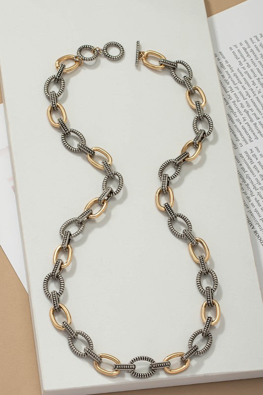 BETTER OFF 2 Tone Chain Link Necklace-Necklaces-LA3accessories-Malandra Boutique, Women's Fashion Boutique Located in Las Vegas, NV