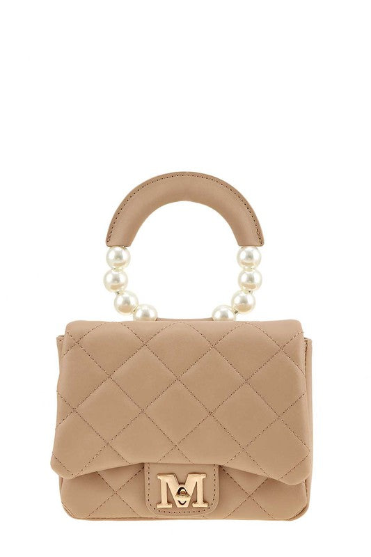 M Quilted Pearl Handle Cross Body Purse-Accessories-ILord-Malandra Boutique, Women's Fashion Boutique Located in Las Vegas, NV