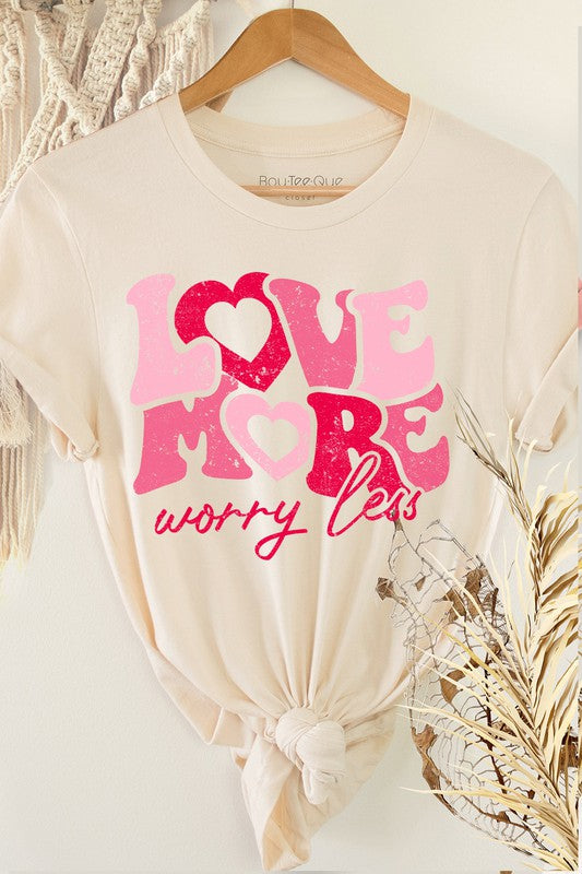 LOVE MORE WORRY LESS Cotton Crewneck Crop Tee-T-shirt-Bouteeque-Malandra Boutique, Women's Fashion Boutique Located in Las Vegas, NV