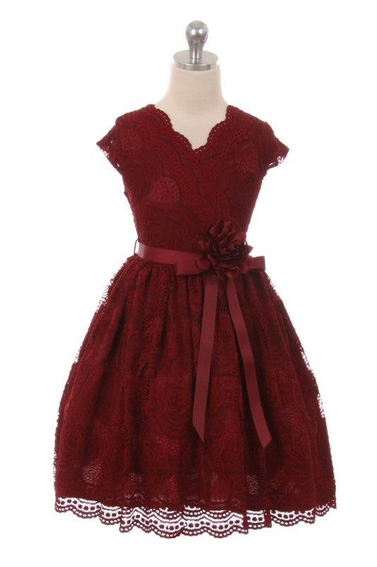 THIS CHRISTMAS Children's Lace Burgundy Dress-Baby Dress-Malandra Boutique-Malandra Boutique, Women's Fashion Boutique Located in Las Vegas, NV
