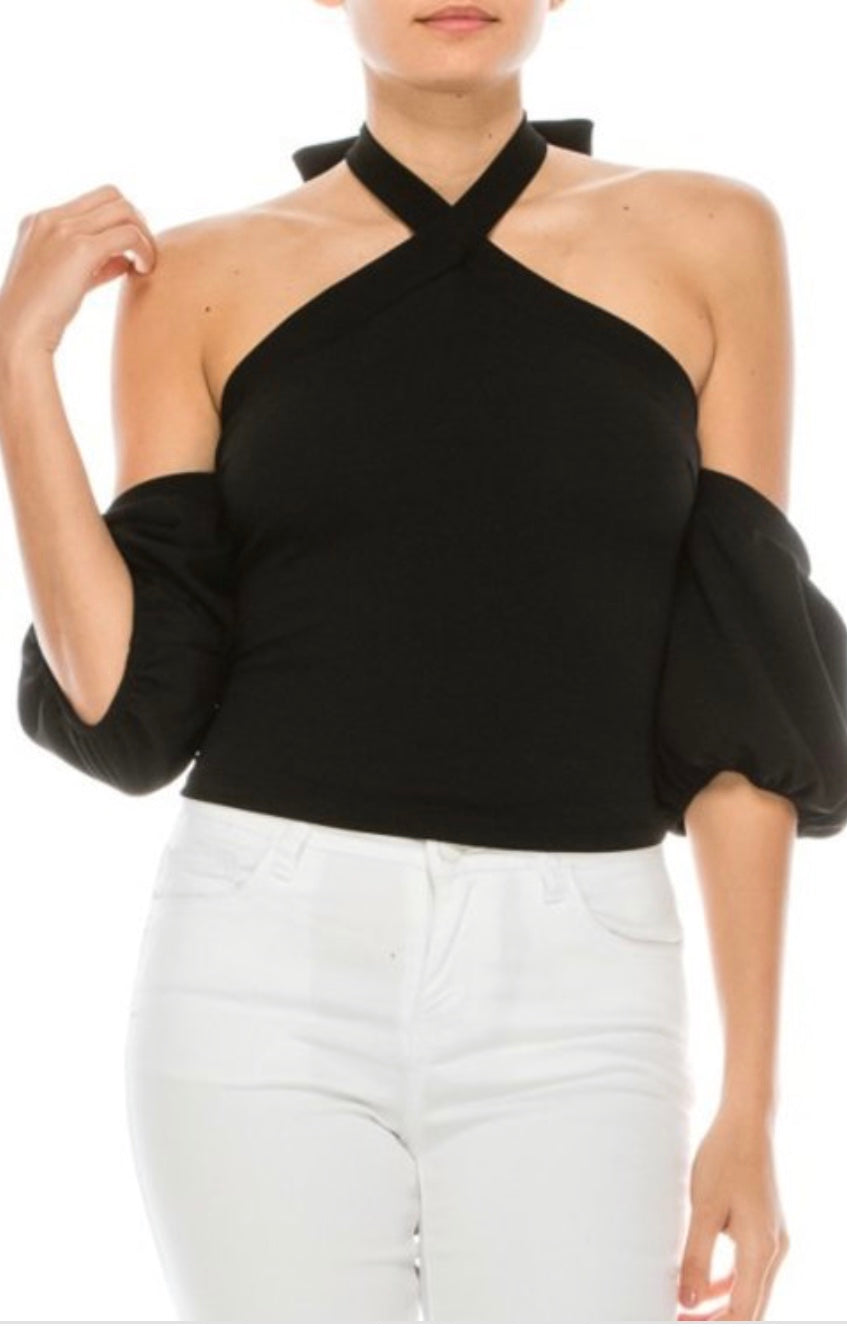 SUMMER AIR Cold Shoulder Bell Puff Sleeve Top-Tops-Malandra Boutique-Malandra Boutique, Women's Fashion Boutique Located in Las Vegas, NV