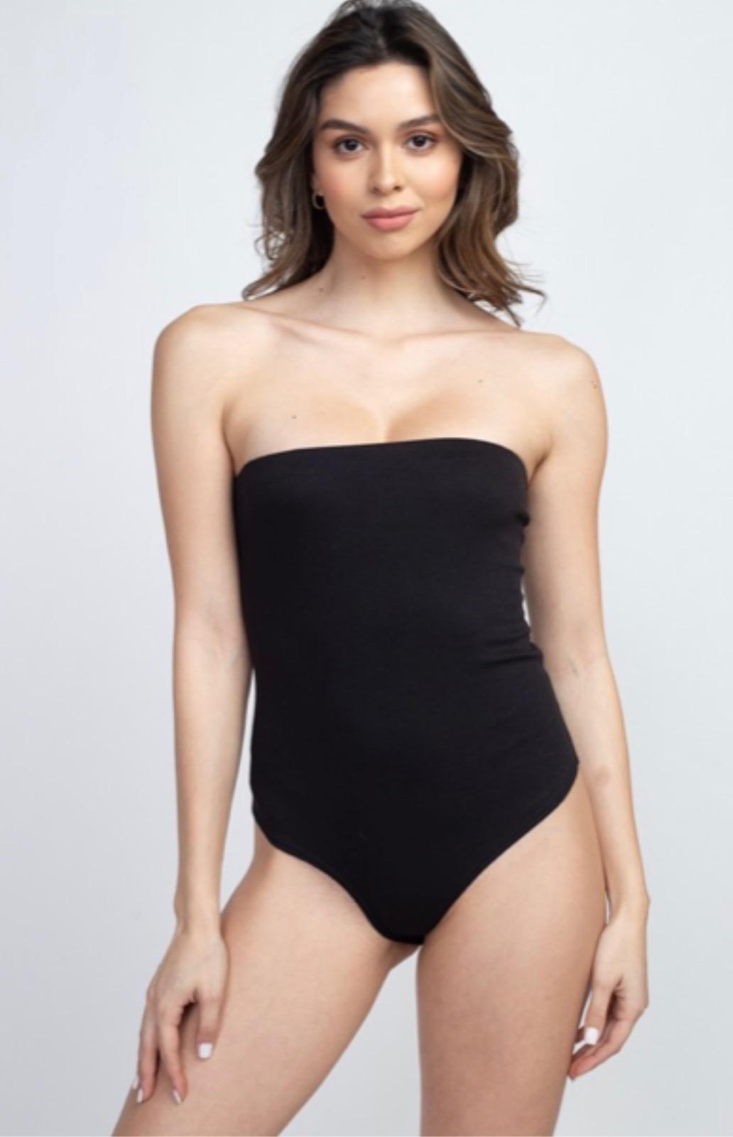 ME! Black Tube Basic Bodysuit-Bodysuit-Malandra Boutique-Malandra Boutique, Women's Fashion Boutique Located in Las Vegas, NV