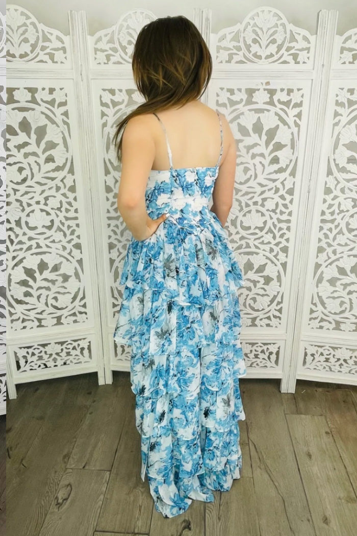 BLOOMS High Low Maxi Dress Floral-Dresses-Banjul-Malandra Boutique, Women's Fashion Boutique Located in Las Vegas, NV