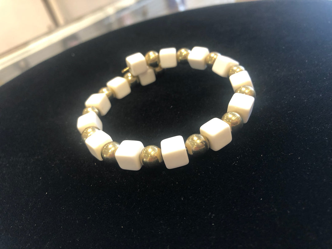 White and Gold Bracelet-Accessories-Malandra Boutique-Malandra Boutique, Women's Fashion Boutique Located in Las Vegas, NV