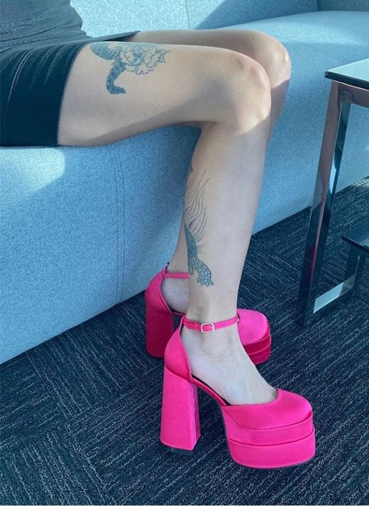 JUST GIRLY THINGS Hot Pink Platform Heels-LA Shoe King-Malandra Boutique, Women's Fashion Boutique Located in Las Vegas, NV