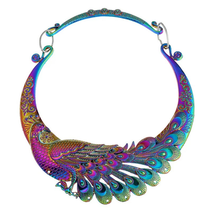 PEACOCK Rainbow Metal Statement Necklace-Jewelry-Ali-Malandra Boutique, Women's Fashion Boutique Located in Las Vegas, NV
