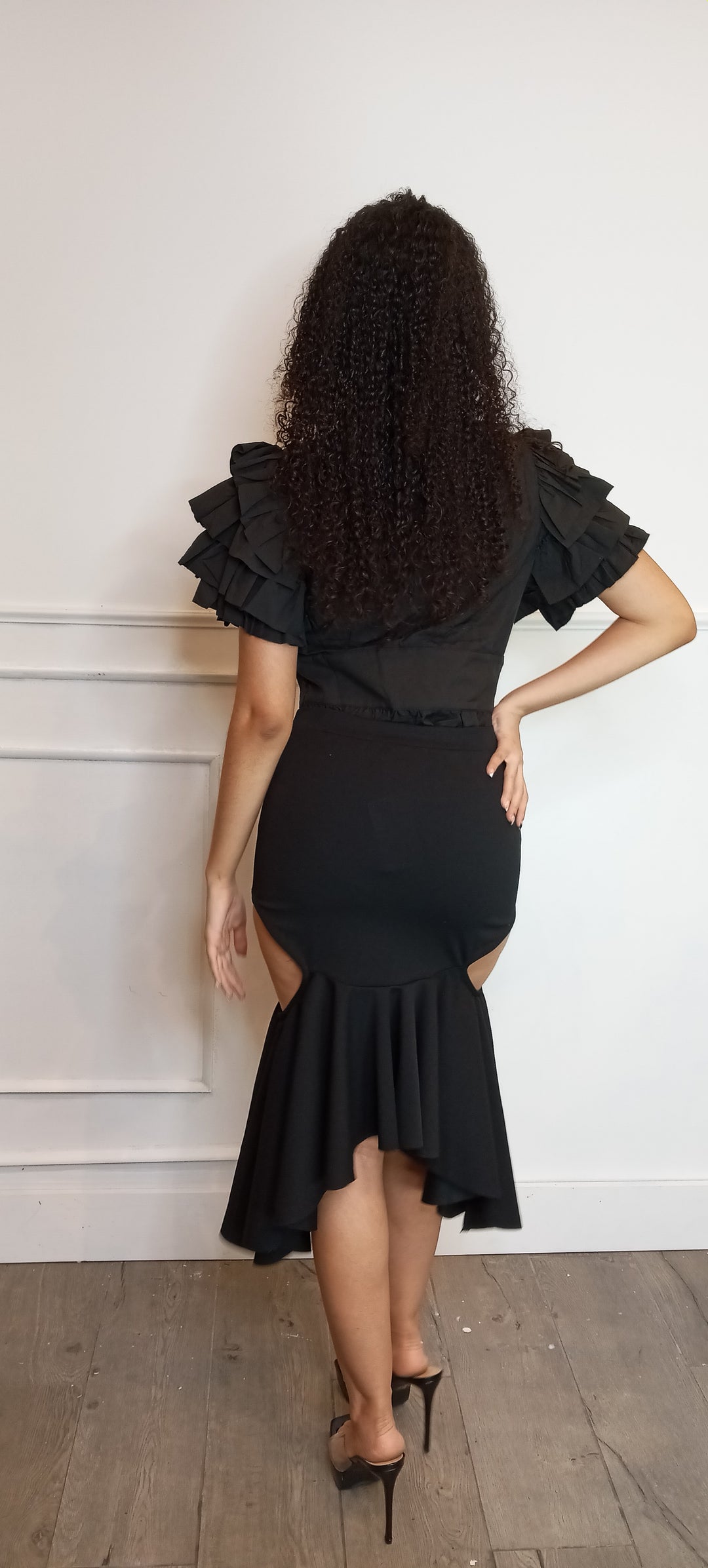 ALREADY WON Black Shoulder Puff Bodysuit-Bodysuit-THE IT CLOSET-Malandra Boutique, Women's Fashion Boutique Located in Las Vegas, NV