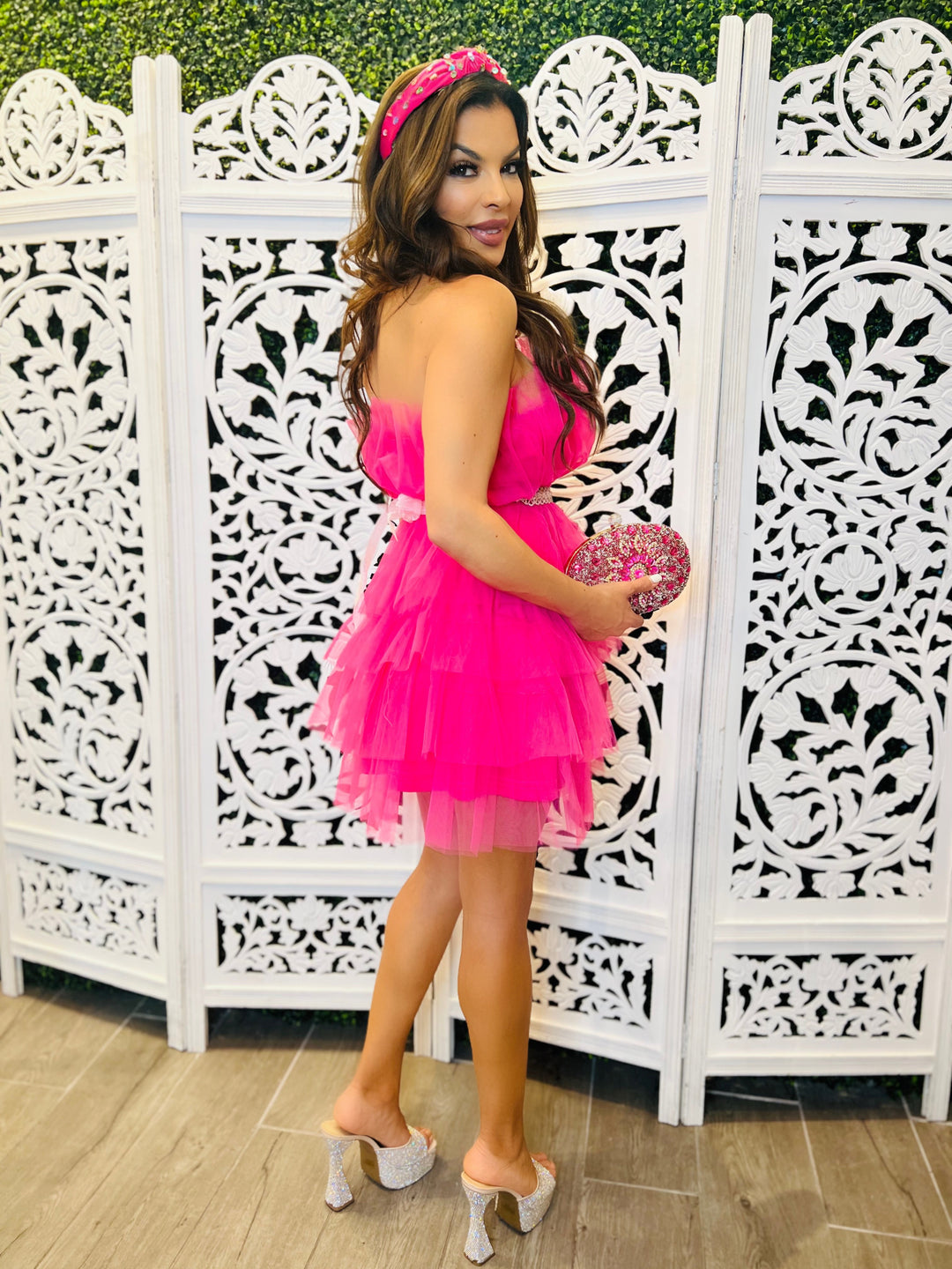FIONA Pink Tule Strapless Mini Dress-Mini dress-Shero-Malandra Boutique, Women's Fashion Boutique Located in Las Vegas, NV