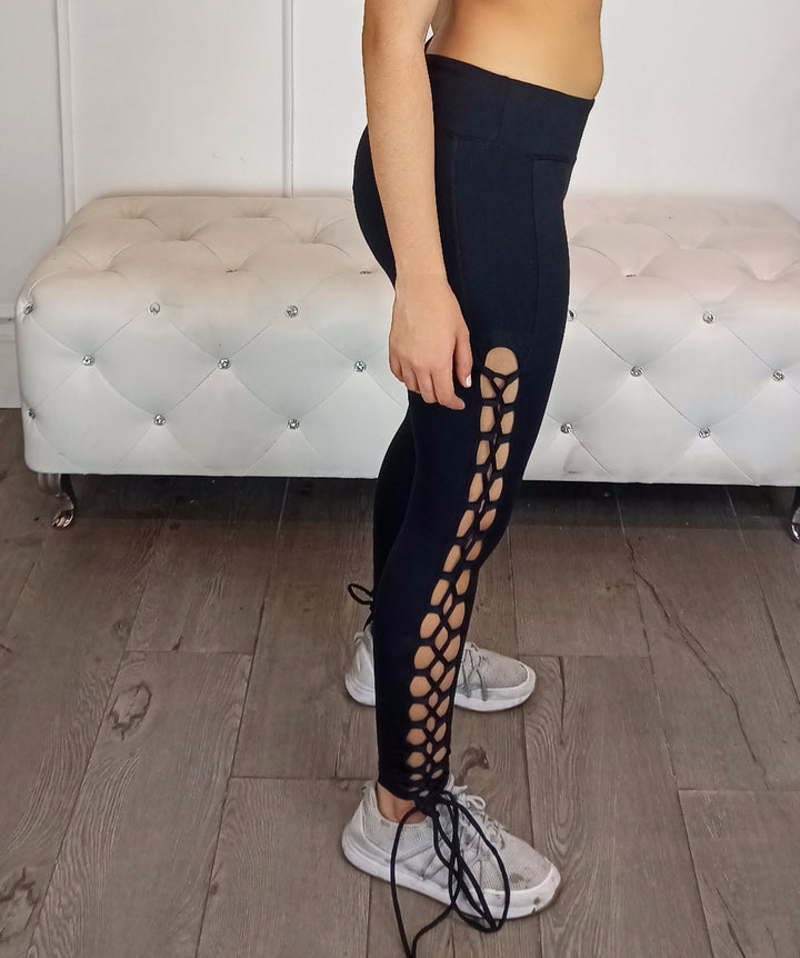 ONE OF THEM GIRLS Active Wear Cris Cross Leggings-Activewear-Malandra Boutique-Malandra Boutique, Women's Fashion Boutique Located in Las Vegas, NV