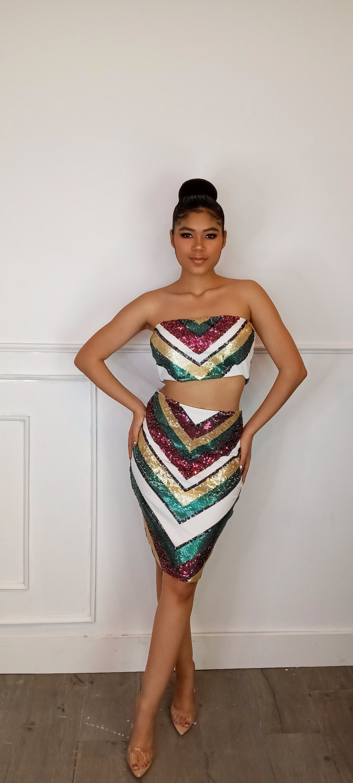 BOOGIE Sequin two-piece shimmer skirt and top-Outfit Sets-The Sang-Malandra Boutique, Women's Fashion Boutique Located in Las Vegas, NV