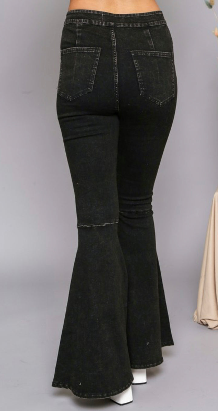 KARMA Rhinestone Detailed Medium Wash Bell Bottom Jeans-Jeans-PeachLove California-Malandra Boutique, Women's Fashion Boutique Located in Las Vegas, NV