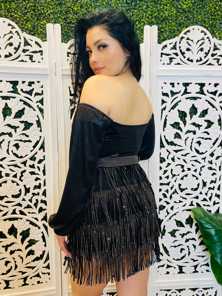 SHAKE IT OUT Sequin Fringe Mini Skirt-Mini Skirts-Ali-Malandra Boutique, Women's Fashion Boutique Located in Las Vegas, NV