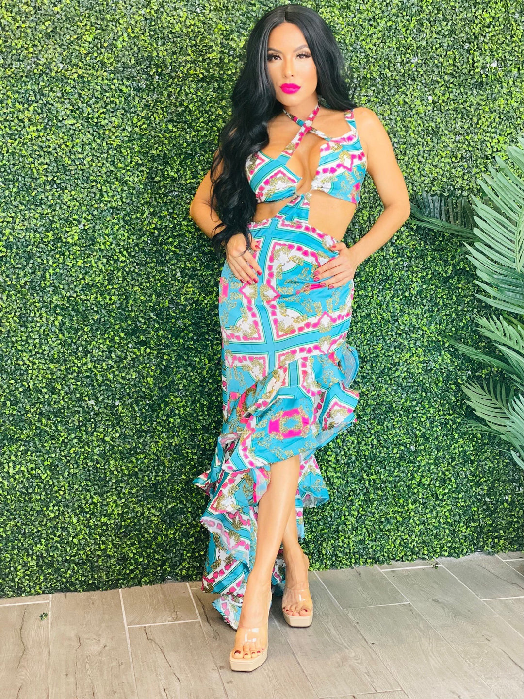 BONGO CHA CHA CHA Regal Print Cut Out Maxi Dress-Maxi dress-Rosevelvet-Malandra Boutique, Women's Fashion Boutique Located in Las Vegas, NV