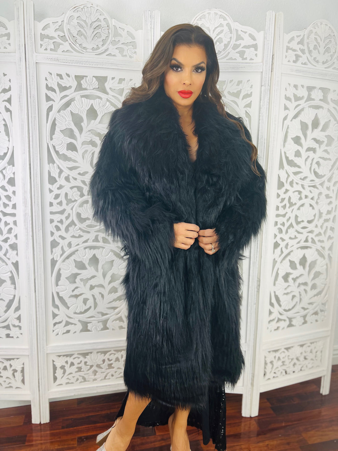 ACT RIGHT Faux Long Coat-Coats & Jackets-Hera Collection-Malandra Boutique, Women's Fashion Boutique Located in Las Vegas, NV