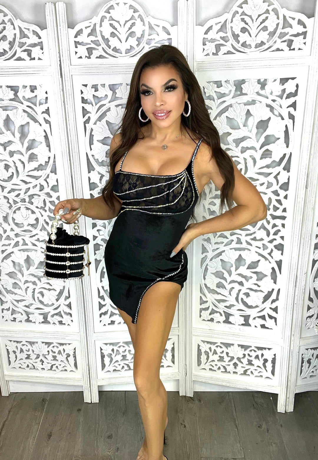 DIE FOR YOU Little Black Velvet Lace Mini Dress-Apparel & Accessories-Banjul-Malandra Boutique, Women's Fashion Boutique Located in Las Vegas, NV