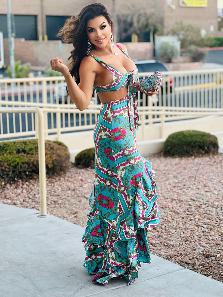 BONGO CHA CHA CHA Regal Print Cut Out Maxi Dress-Maxi dress-Rosevelvet-Malandra Boutique, Women's Fashion Boutique Located in Las Vegas, NV