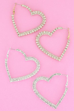 ELECTRIC LOVE Rhinestone Heart Shaped Earrings-Earrings-Something Special LA-Malandra Boutique, Women's Fashion Boutique Located in Las Vegas, NV