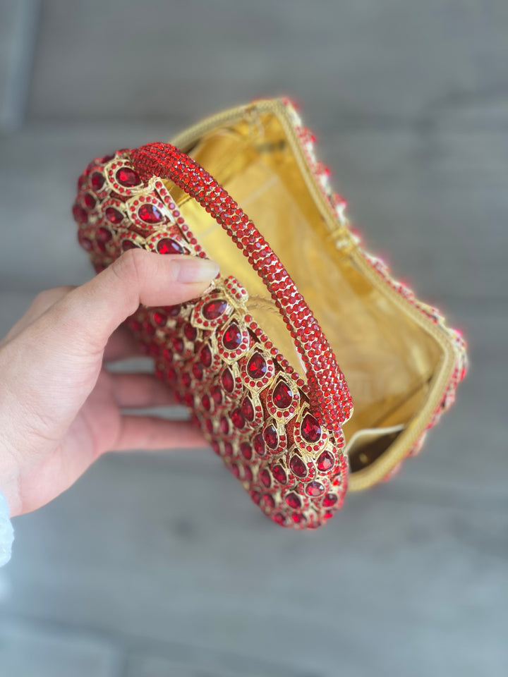 JUST LIKE FIRE Purse Gold Embedded Rhinestone Mini Handbag-Handbags-Ali-Malandra Boutique, Women's Fashion Boutique Located in Las Vegas, NV