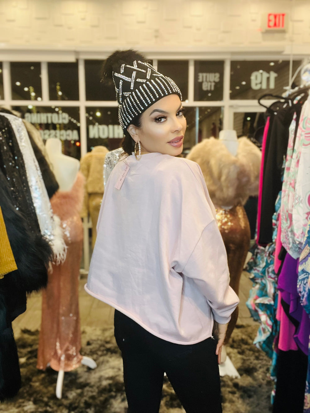 SMILE Graphic Long Sleeve Crew Neck-Sweater-PeachLove California-Malandra Boutique, Women's Fashion Boutique Located in Las Vegas, NV