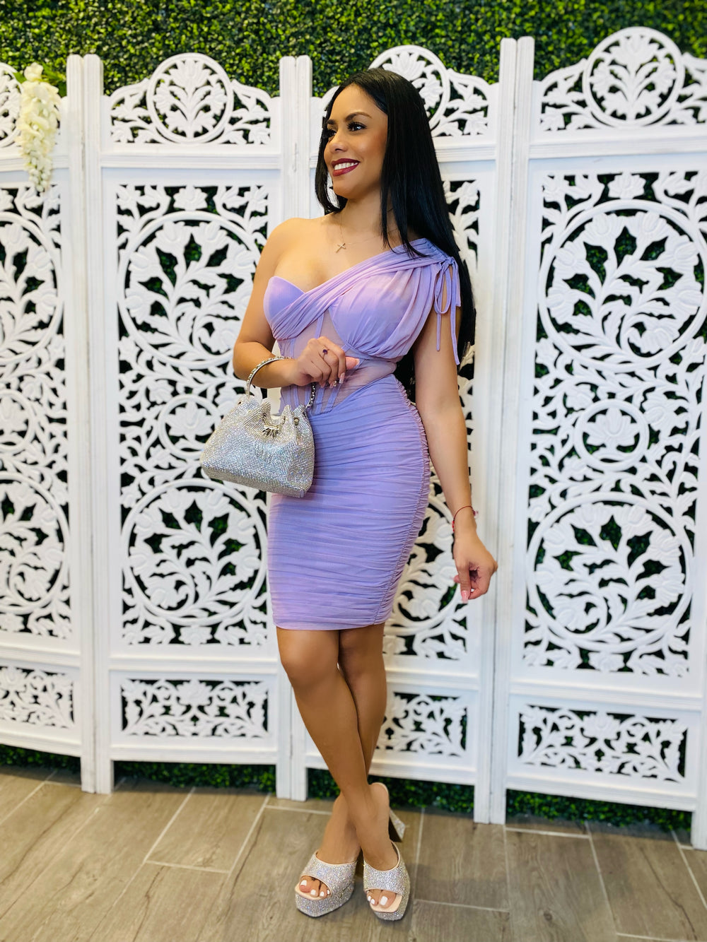 LILAH Corset Ruched One Shoulder Mini Dress-Dresses-Sabora-Malandra Boutique, Women's Fashion Boutique Located in Las Vegas, NV